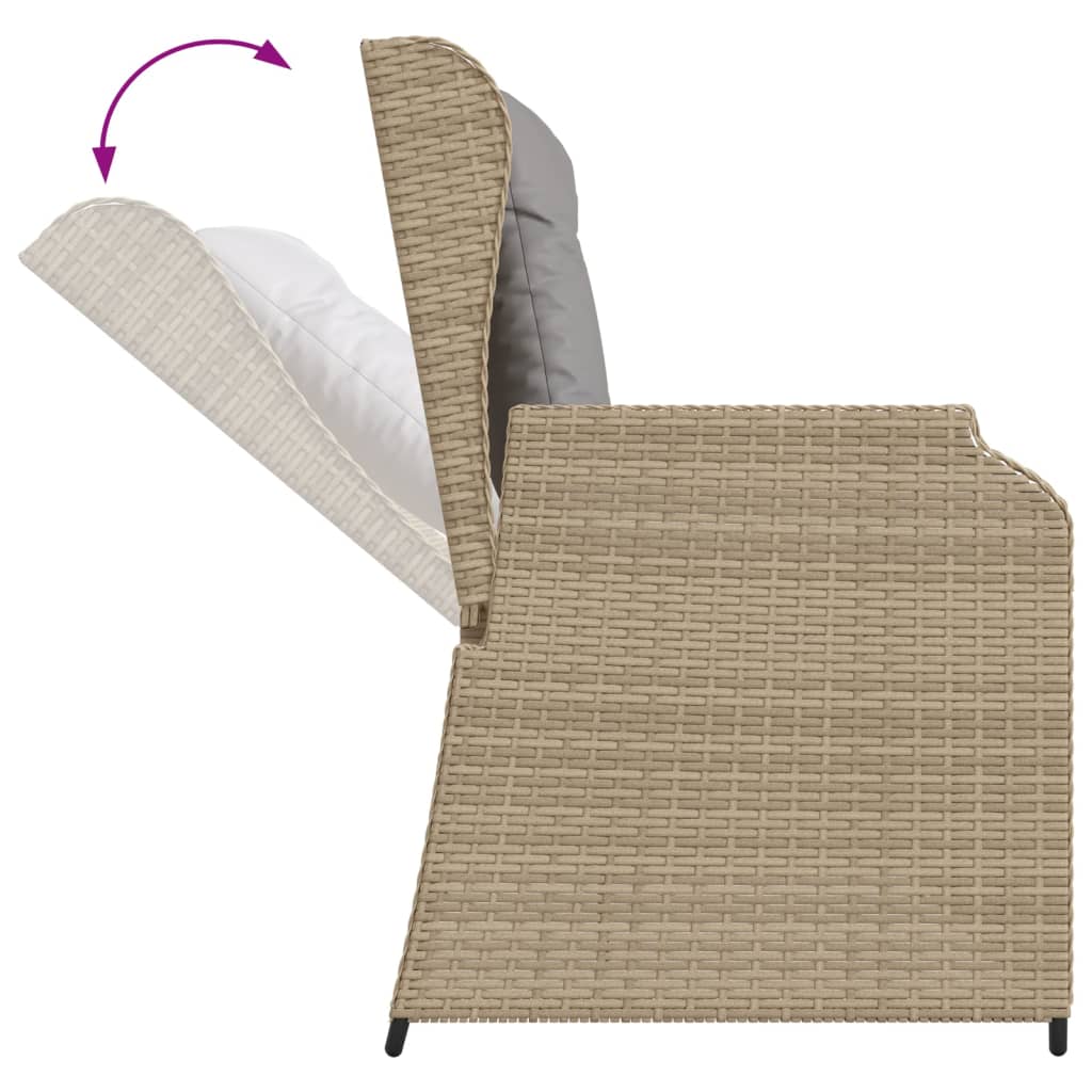 loungesæt til haven 5 dele med hynder polyrattan beige