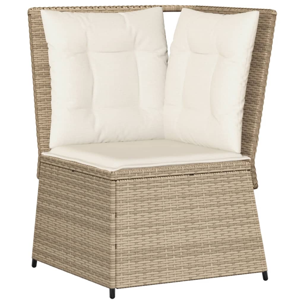 loungesæt til haven 5 dele med hynder polyrattan beige
