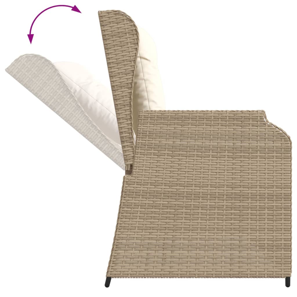 loungesæt til haven 5 dele med hynder polyrattan beige