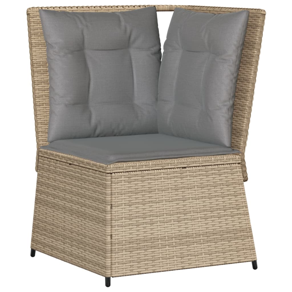 loungesæt til haven 5 dele med hynder polyrattan beige