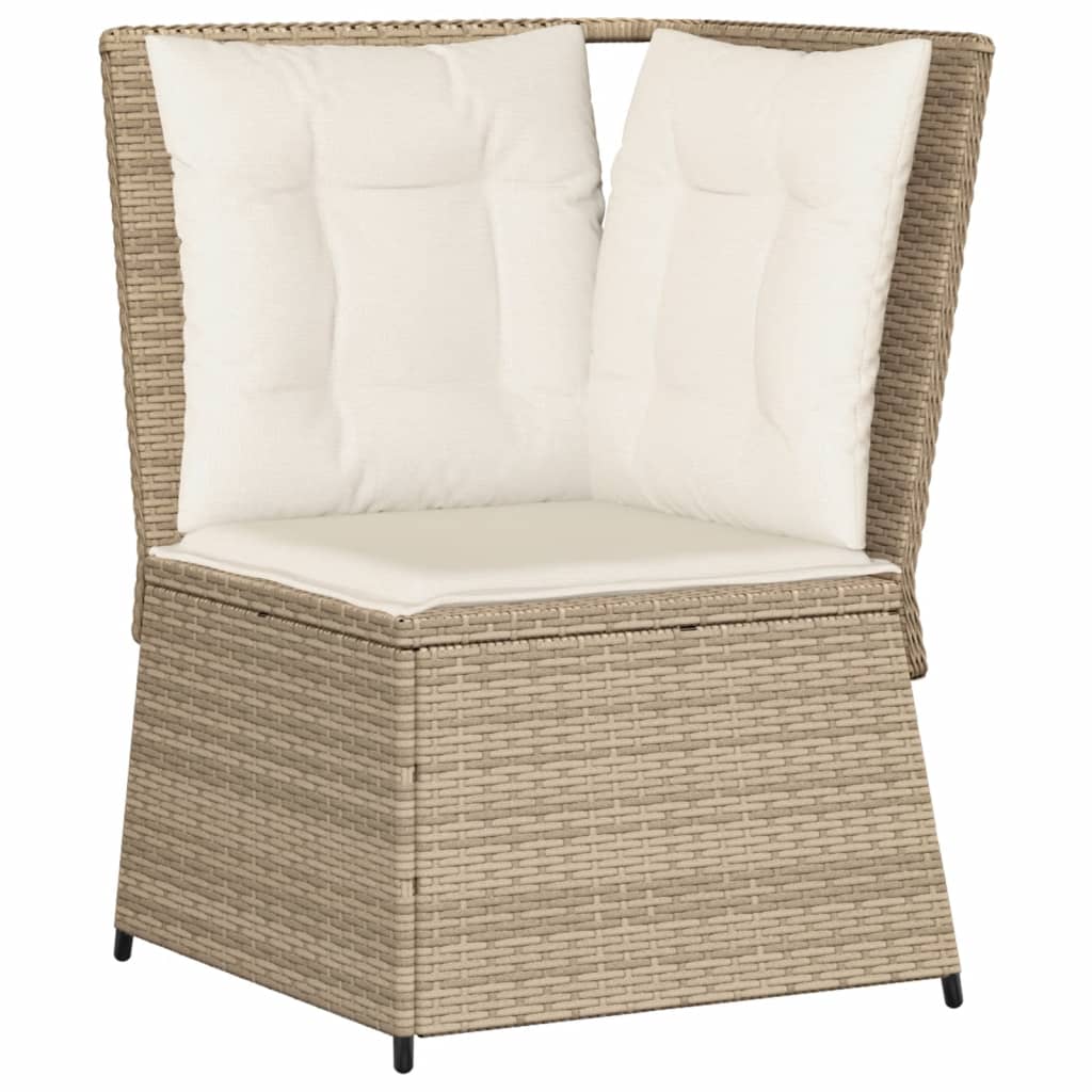 loungesæt til haven 5 dele med hynder polyrattan beige