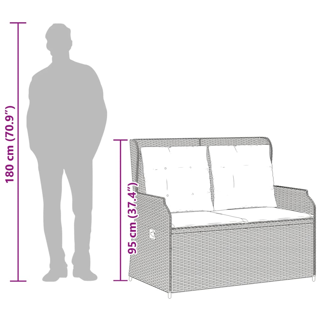 loungesæt til haven 3 dele med hynder polyrattan grå
