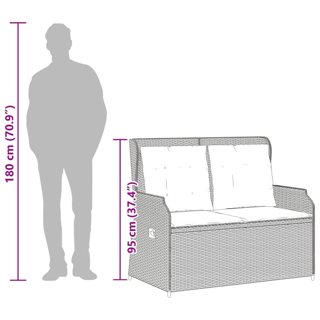 loungesæt til haven 3 dele med hynder polyrattan grå