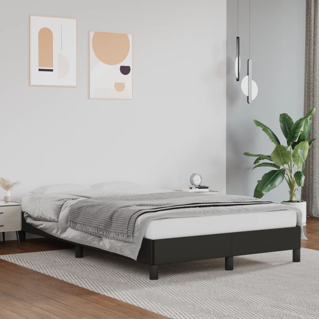 sengeramme uden madras 120x190 cm kunstlæder enkeltseng sort