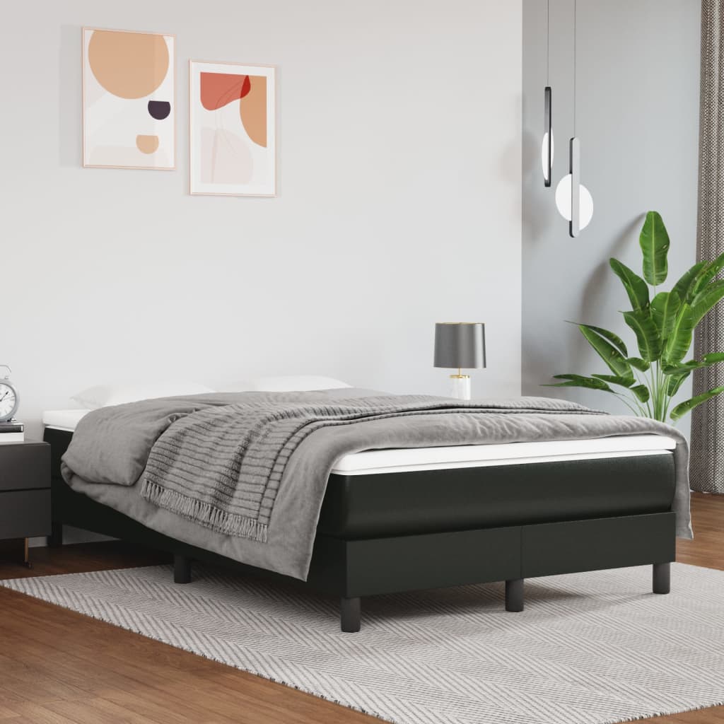 kontinentalseng med madras 120x190 cm kunstlæder sort