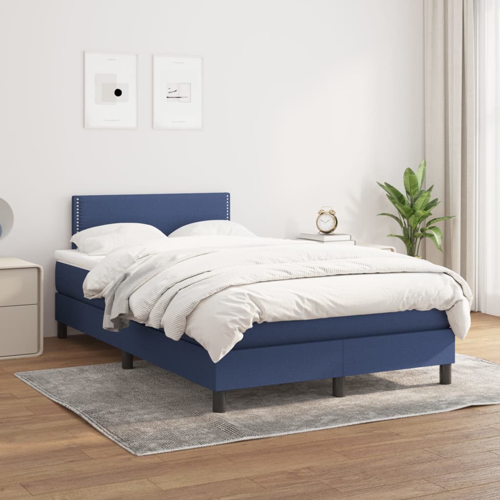 kontinentalseng med madras 120x190 cm stof blå
