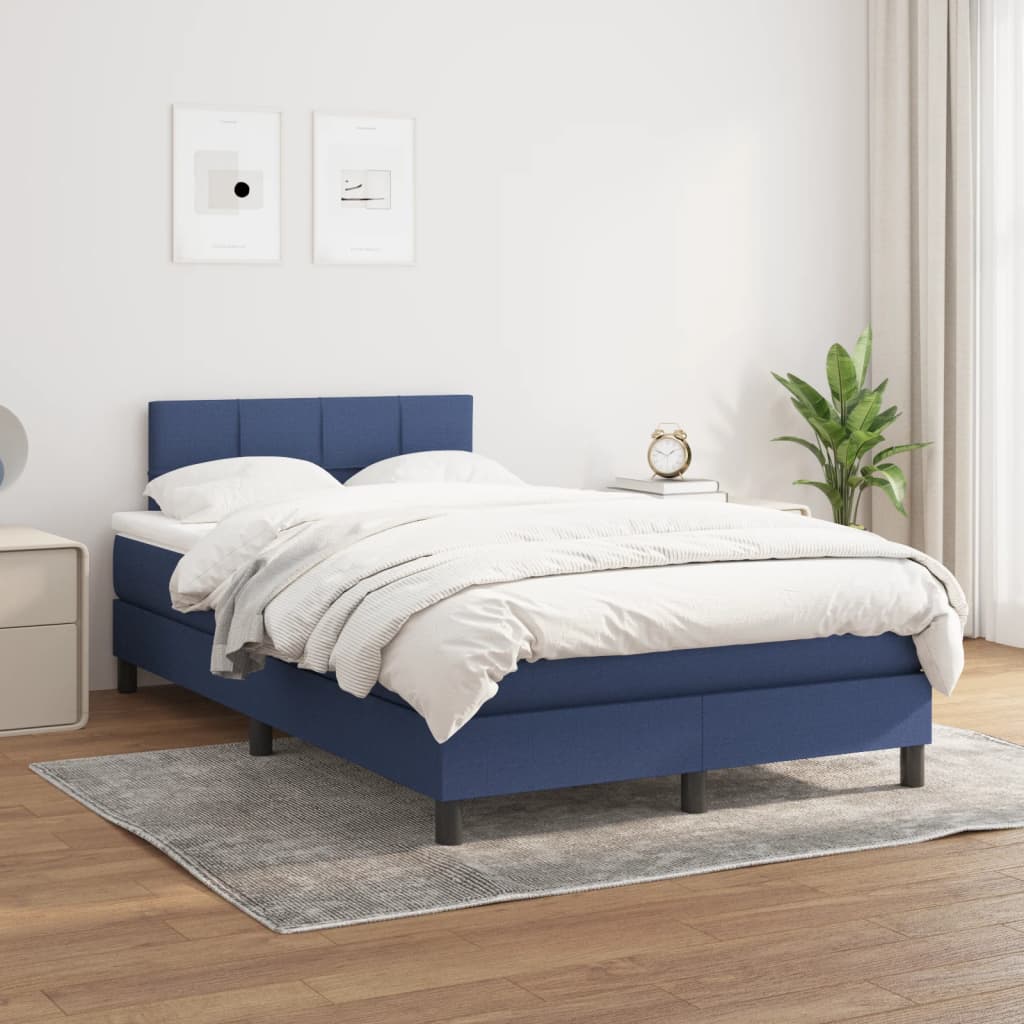 kontinentalseng med madras 120x190 cm stof blå