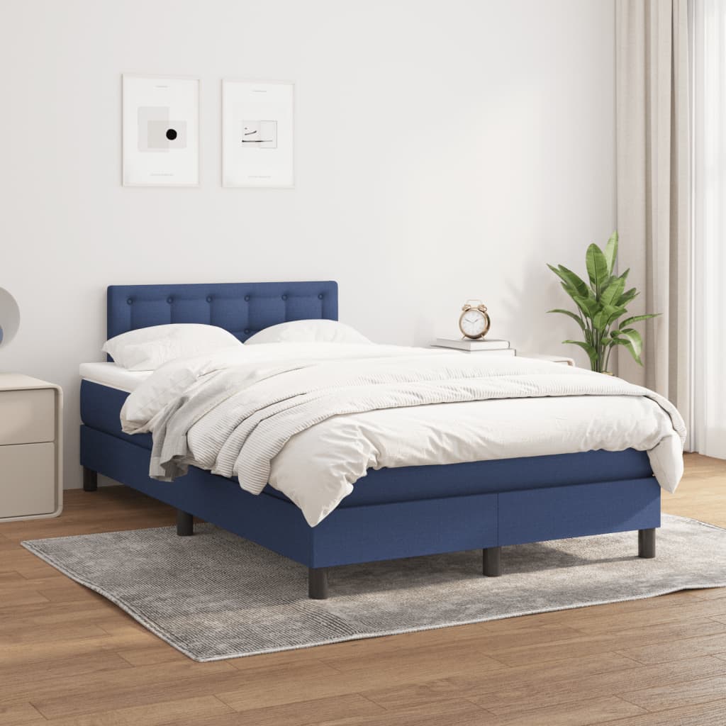 kontinentalseng med madras 120x190 cm stof blå