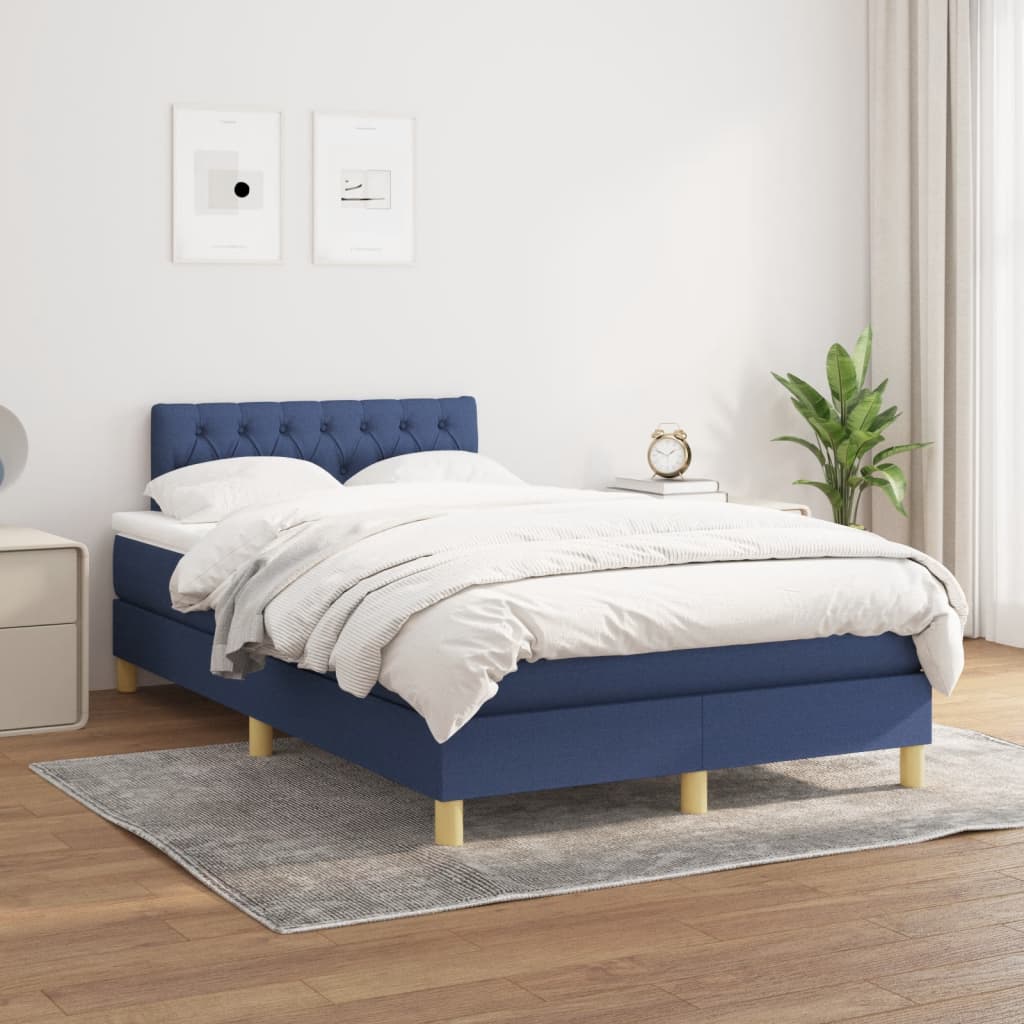 kontinentalseng med madras 120x190 cm stof blå