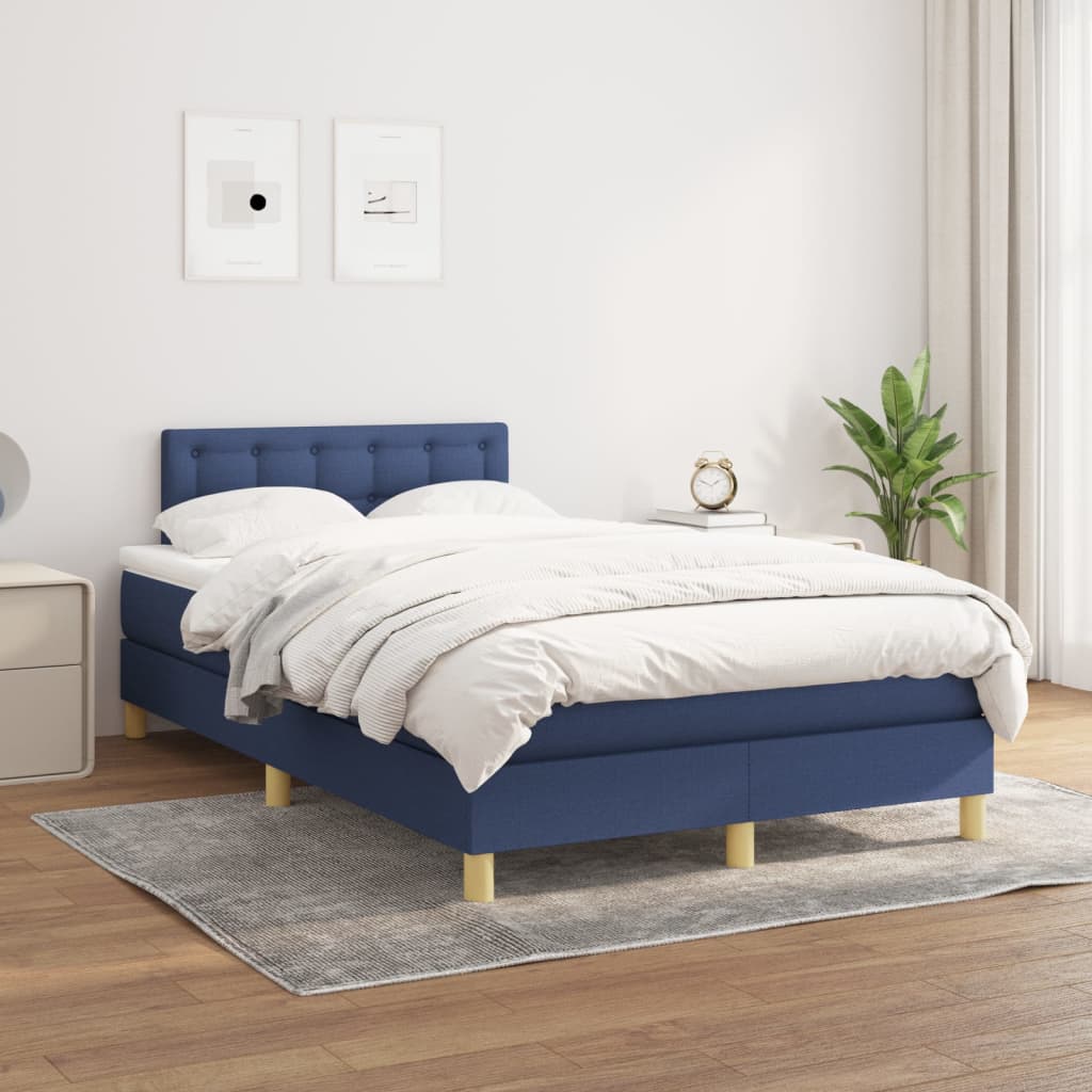 kontinentalseng med madras 120x190 cm stof blå