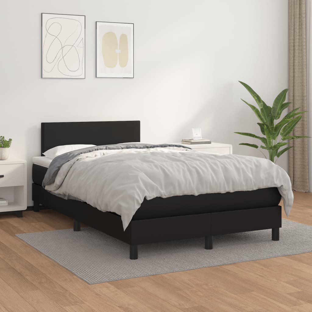kontinentalseng med madras 120x190 cm kunstlæder sort