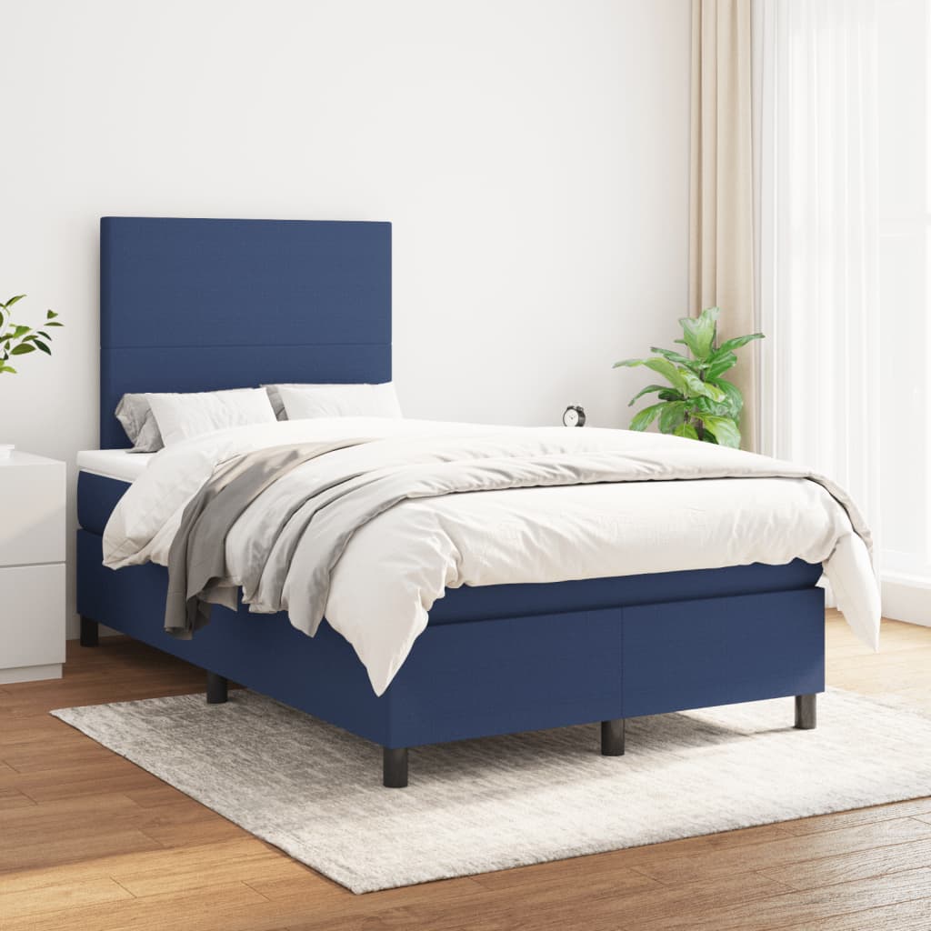 kontinentalseng med madras 120x190 cm stof blå