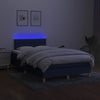 kontinentalseng med LED-lys 120x190 cm stof blå