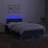 kontinentalseng med LED-lys 120x190 cm stof blå