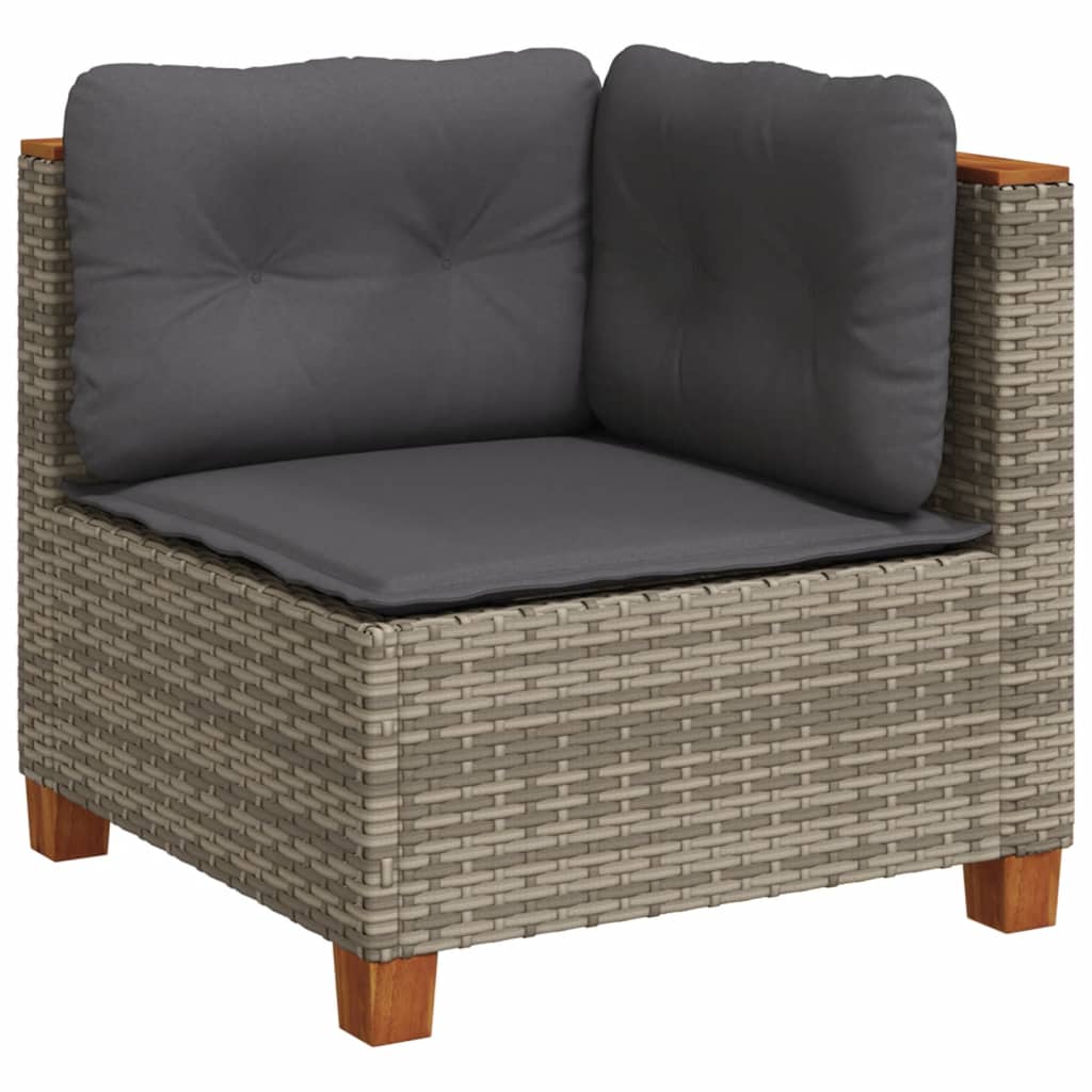 loungesæt til haven 11 dele med hynder polyrattan grå