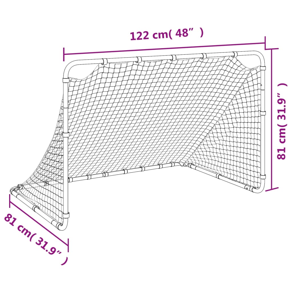 fodboldmål 122x81x81 cm stål hvid