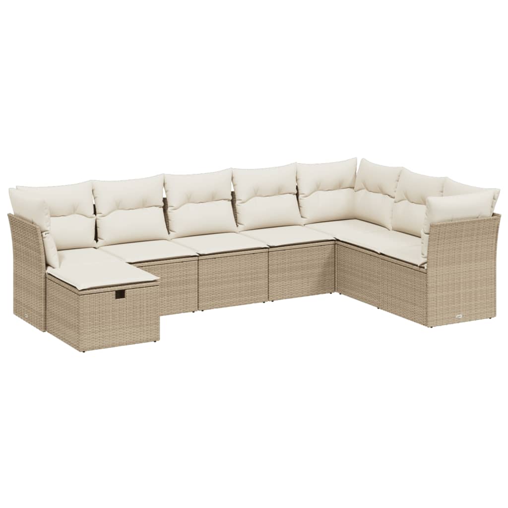 sofasæt til haven 8 dele med hynder polyrattan beige