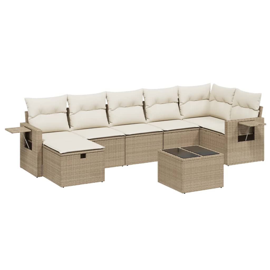 sofasæt til haven 8 dele med hynder polyrattan beige