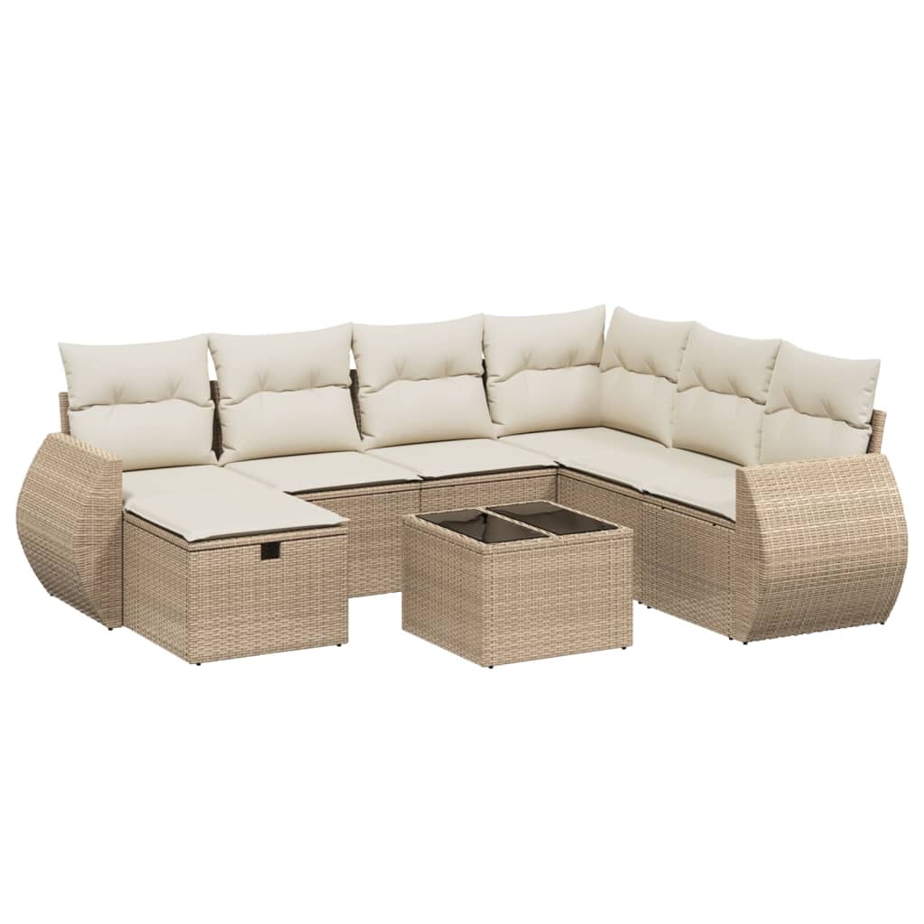 sofasæt til haven 8 dele med hynder polyrattan beige
