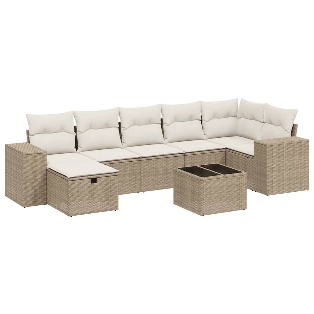 sofasæt til haven 8 dele med hynder polyrattan beige