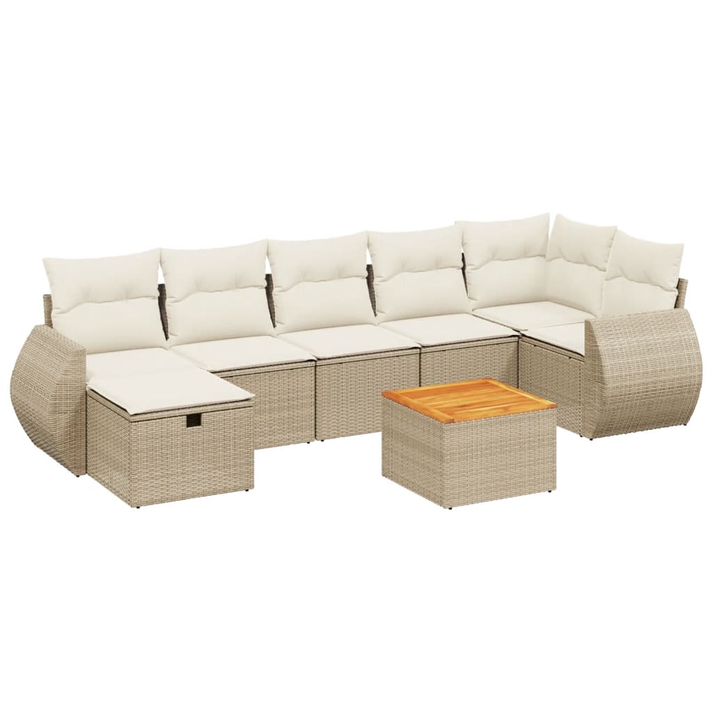 sofasæt til haven 8 dele med hynder polyrattan beige