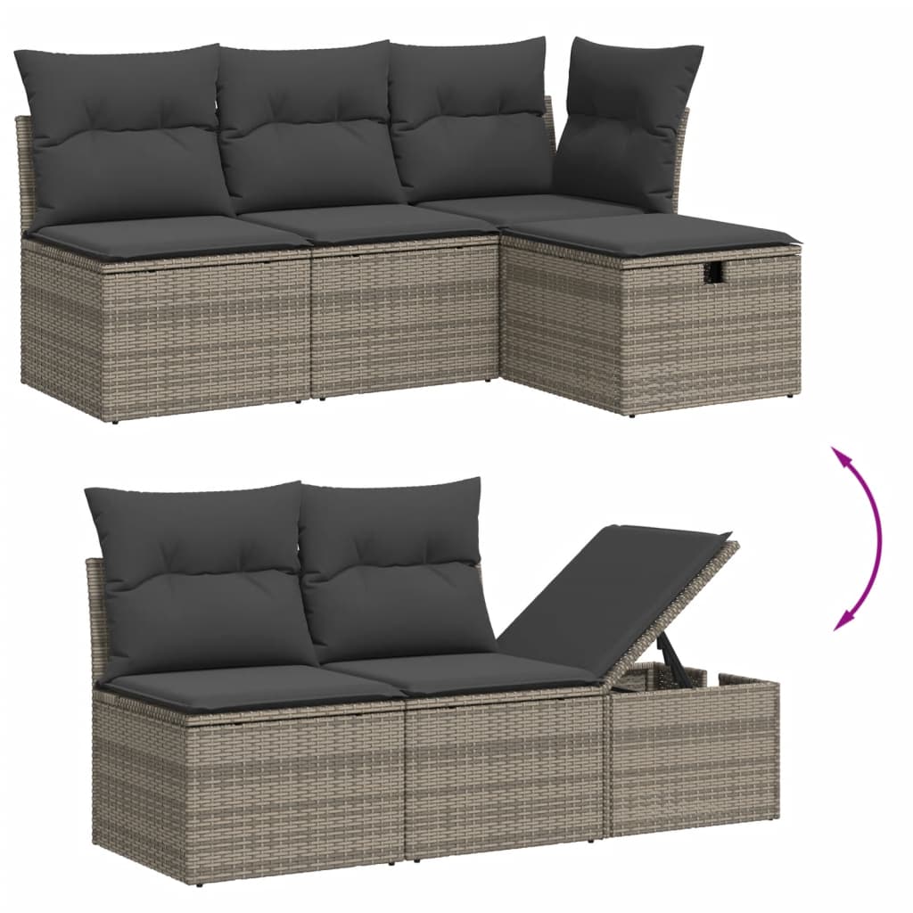 loungesæt til haven 11 dele med hynder polyrattan grå