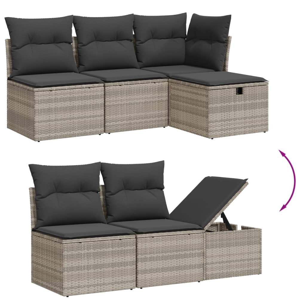 loungesæt til haven 11 dele med hynder polyrattan grå
