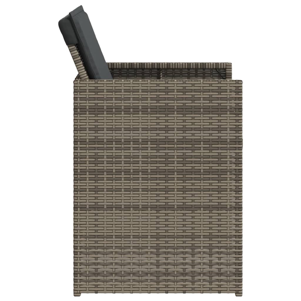 havestole med hynder 4 stk. polyrattan grå