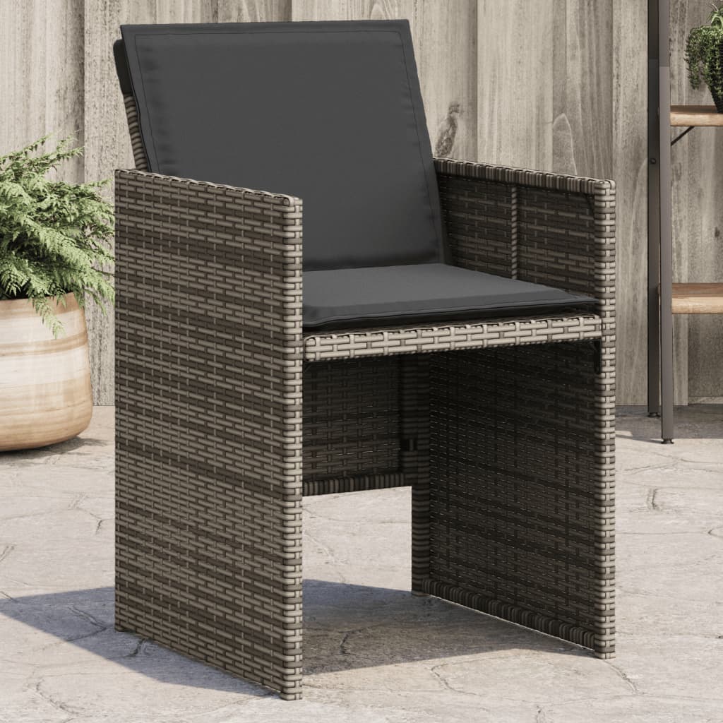 havestole med hynder 4 stk. polyrattan grå