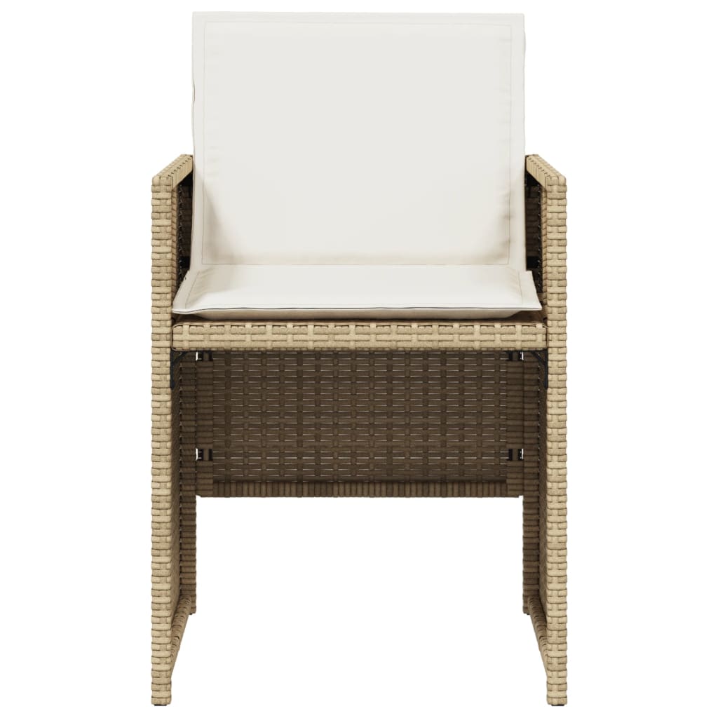 havestole 4 stk. med hynder polyrattan beige