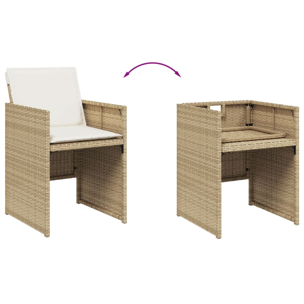 havestole 4 stk. med hynder polyrattan beige
