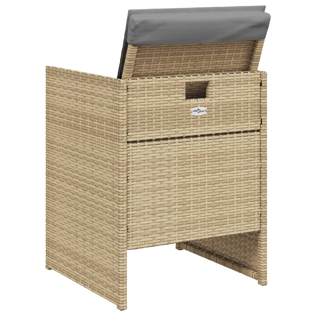 havestole 4 stk. med hynder polyrattan blandet beige