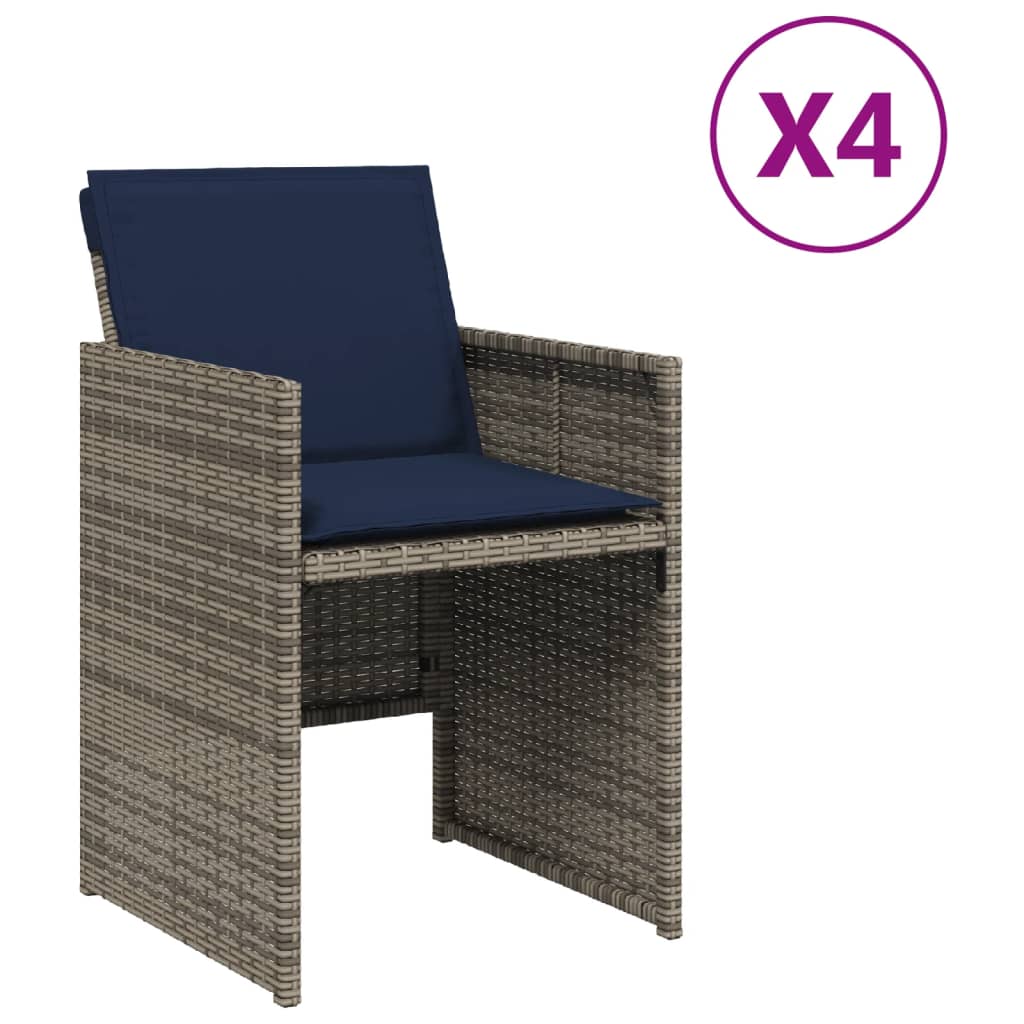 havestole med hynder 4 stk. polyrattan grå