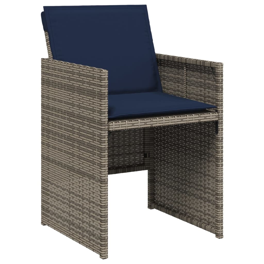 havestole med hynder 4 stk. polyrattan grå