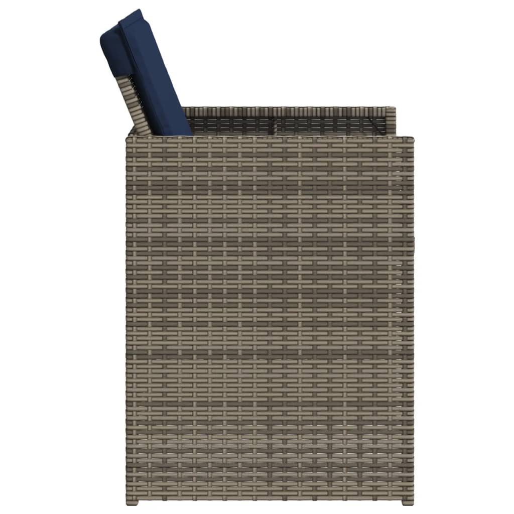 havestole med hynder 4 stk. polyrattan grå