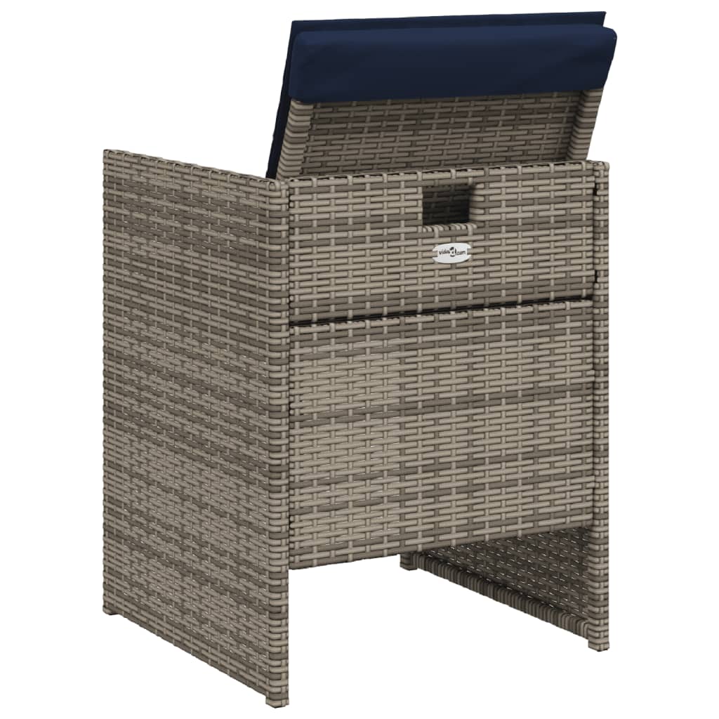 havestole med hynder 4 stk. polyrattan grå