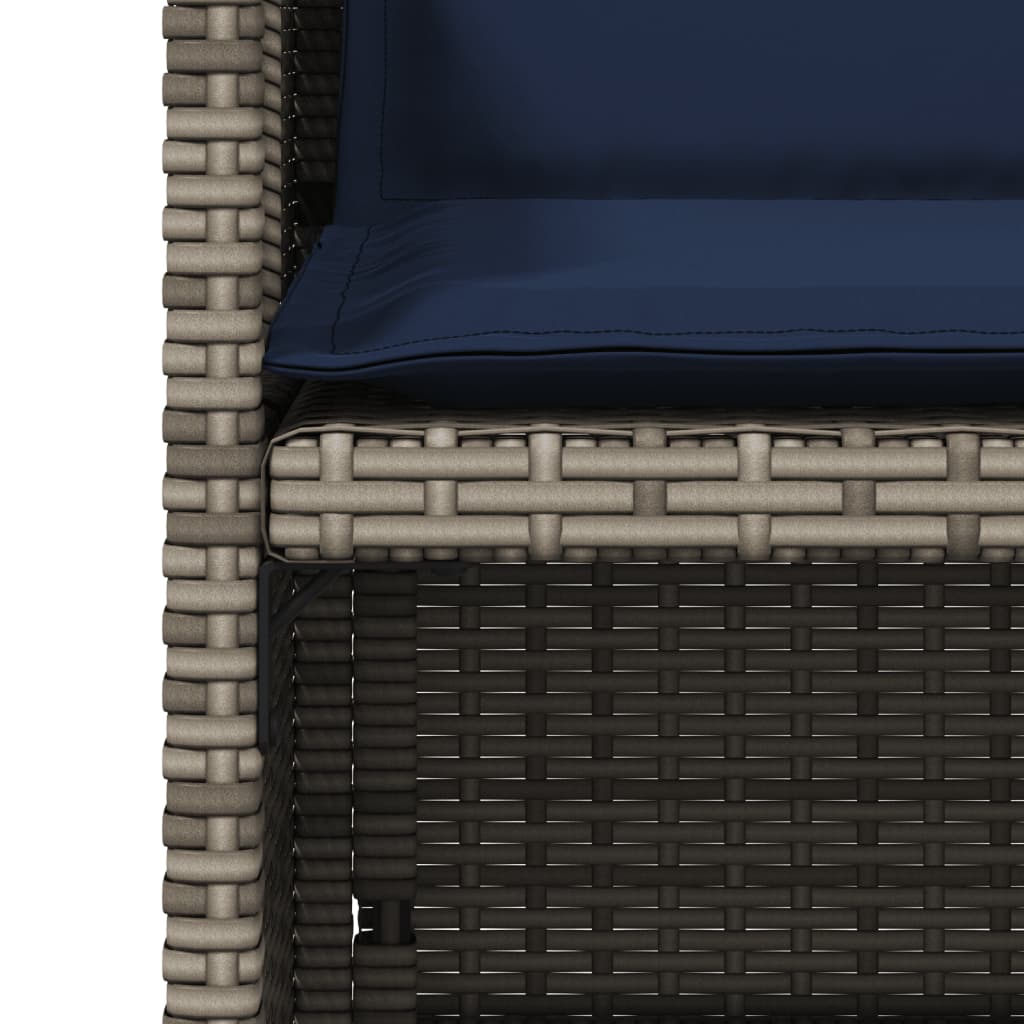 havestole med hynder 4 stk. polyrattan grå
