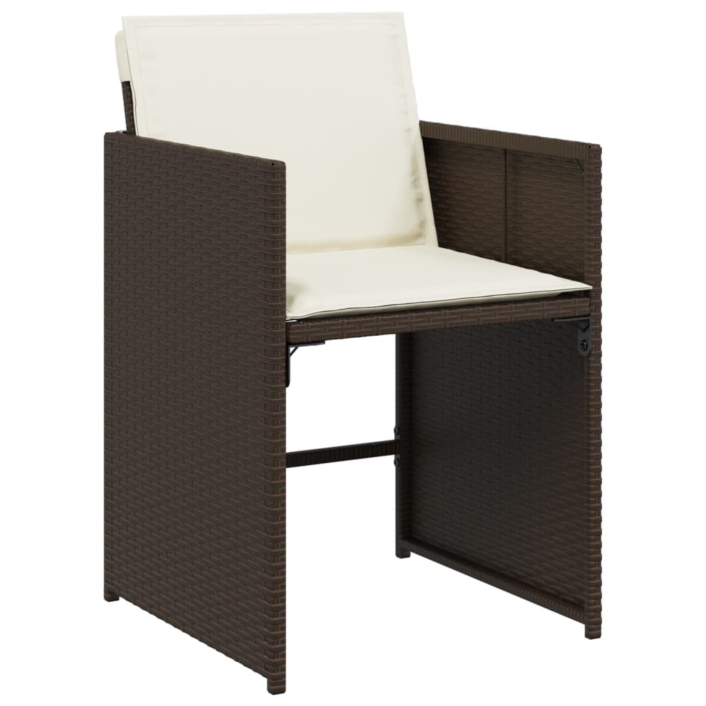 havestole 4 stk. med hynder polyrattan brun