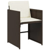 havestole 4 stk. med hynder polyrattan brun