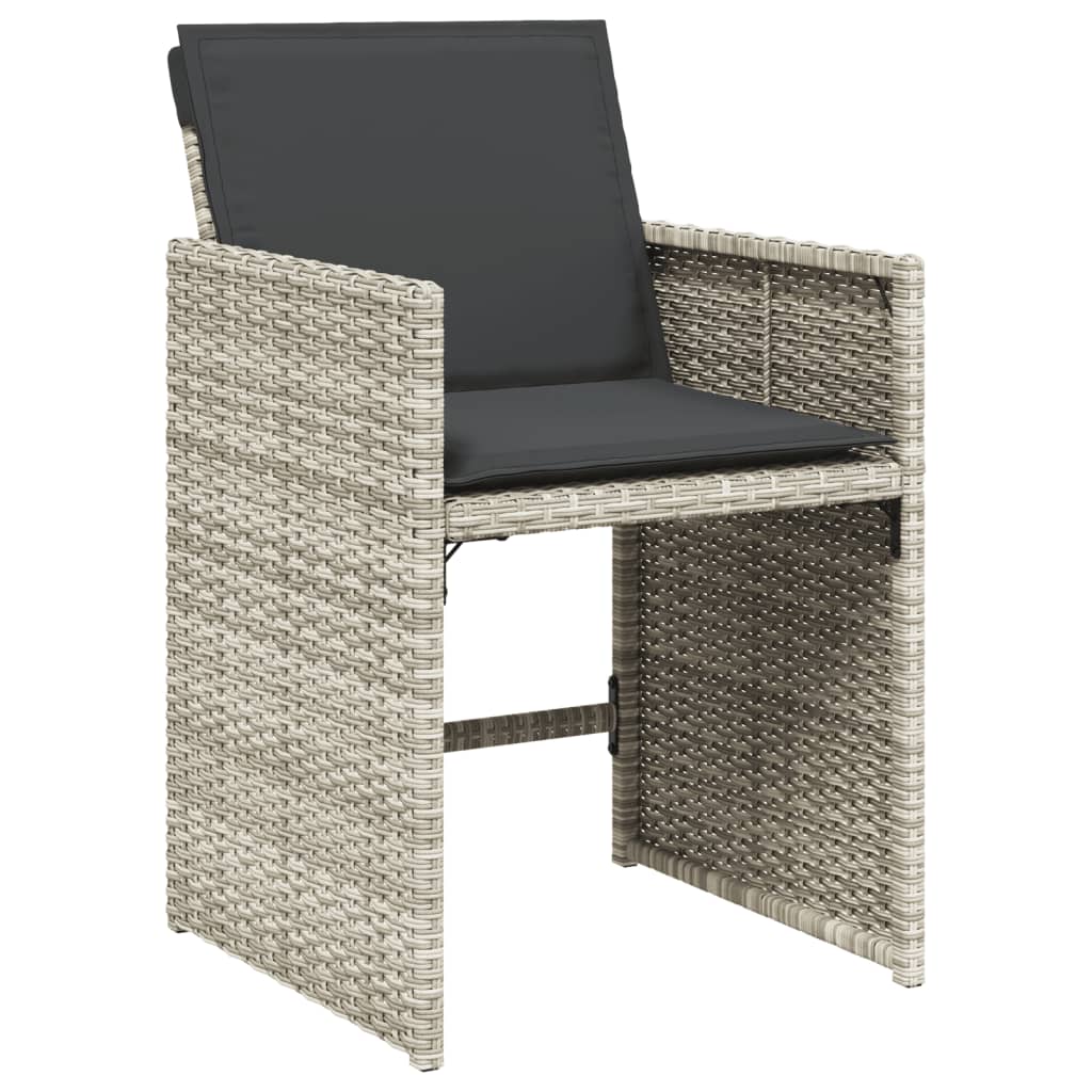 havestole 4 stk. med hynder polyrattan lysegrå