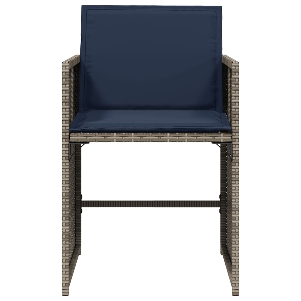 havestole med hynder 4 stk. polyrattan grå
