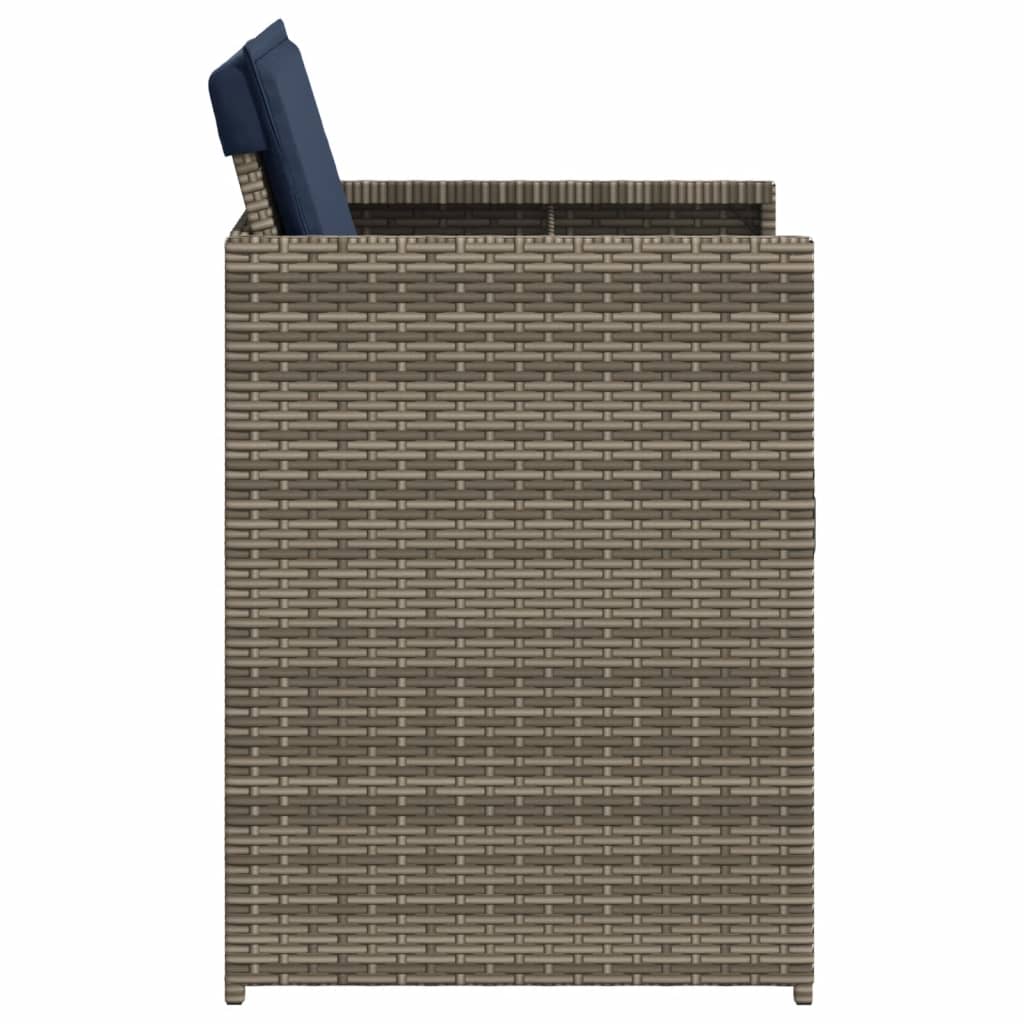 havestole med hynder 4 stk. polyrattan grå