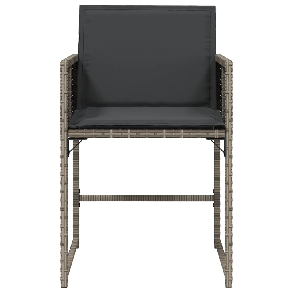 havestole med hynder 4 stk. polyrattan grå