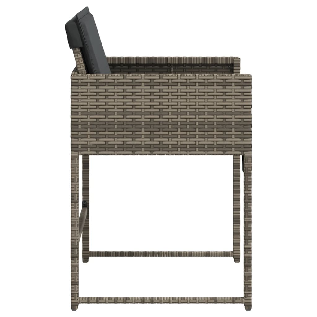 havestole med hynder 4 stk. polyrattan grå