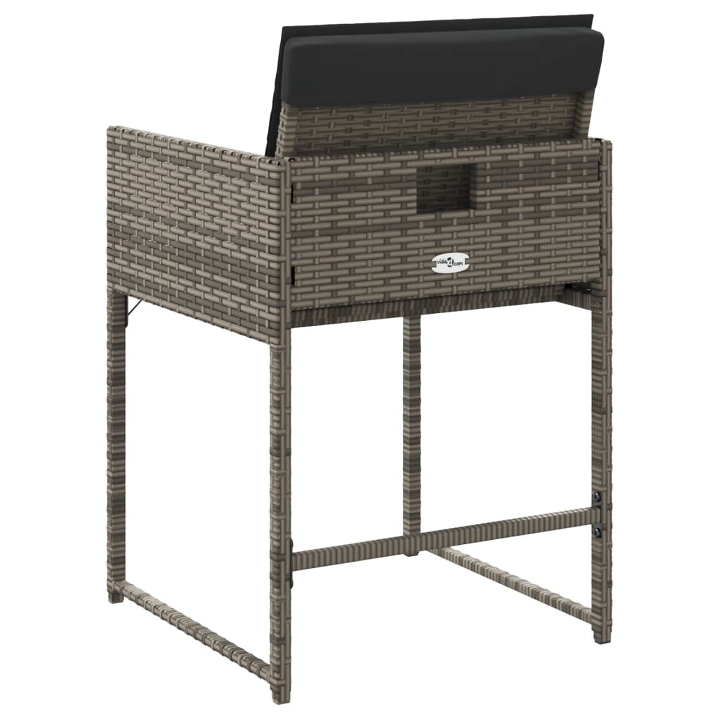 havestole med hynder 4 stk. polyrattan grå