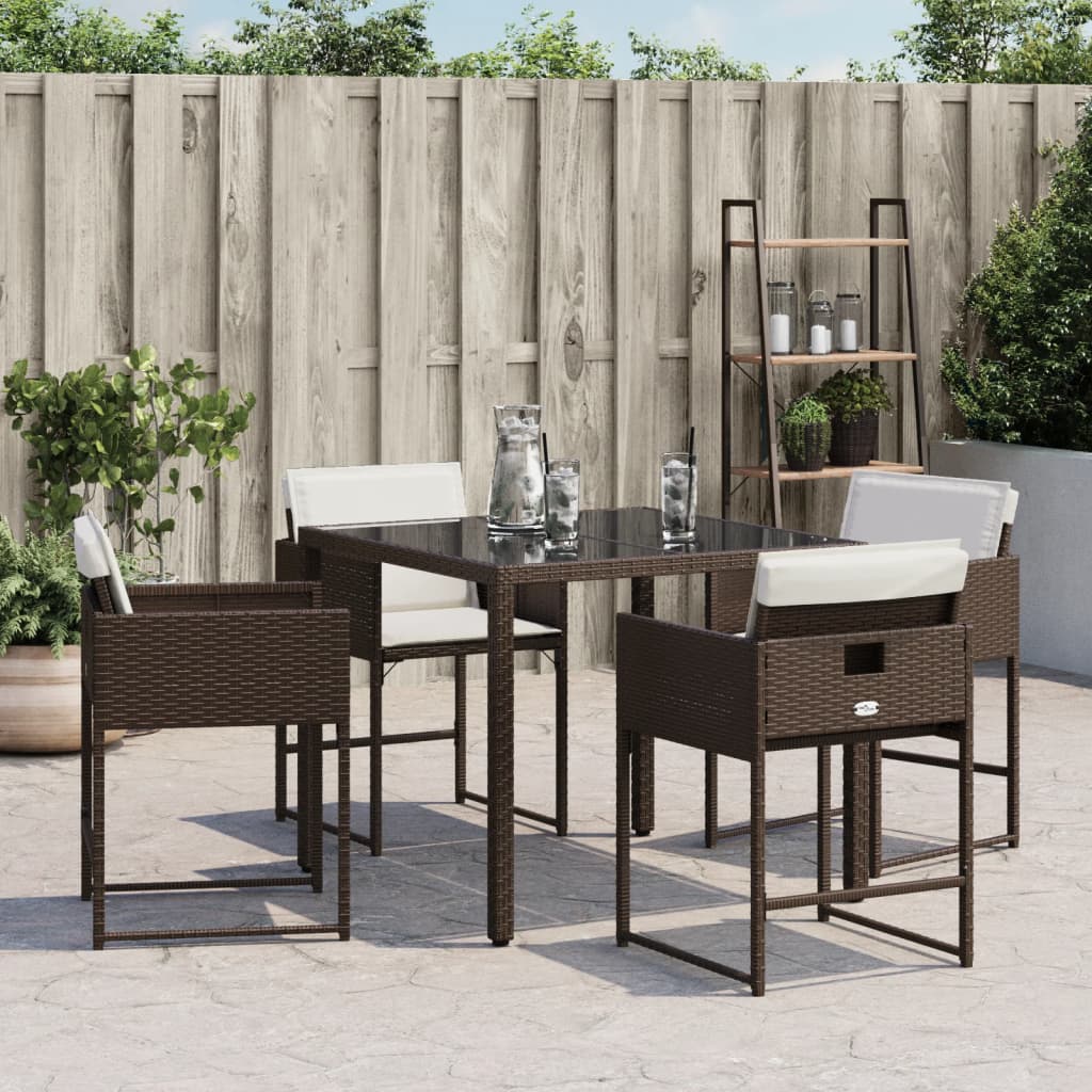 havestole 4 stk. med hynder polyrattan brun