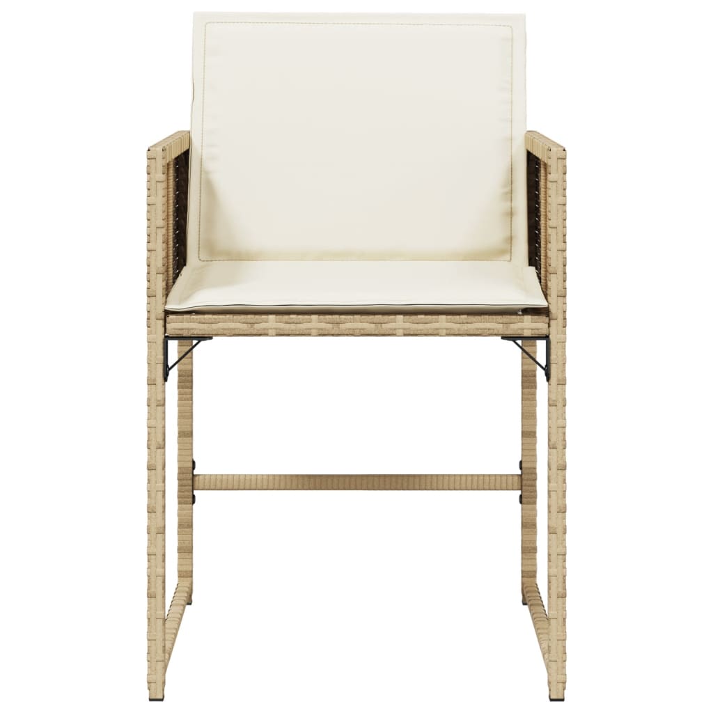 havestole 4 stk. med hynder polyrattan beige