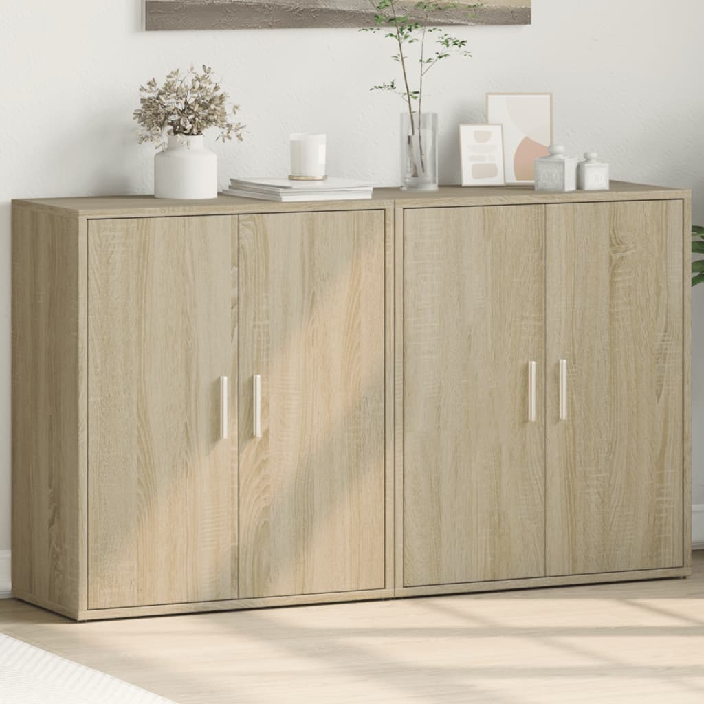 skænke 2 stk. 60x31x70 cm konstrueret træ sonoma-eg