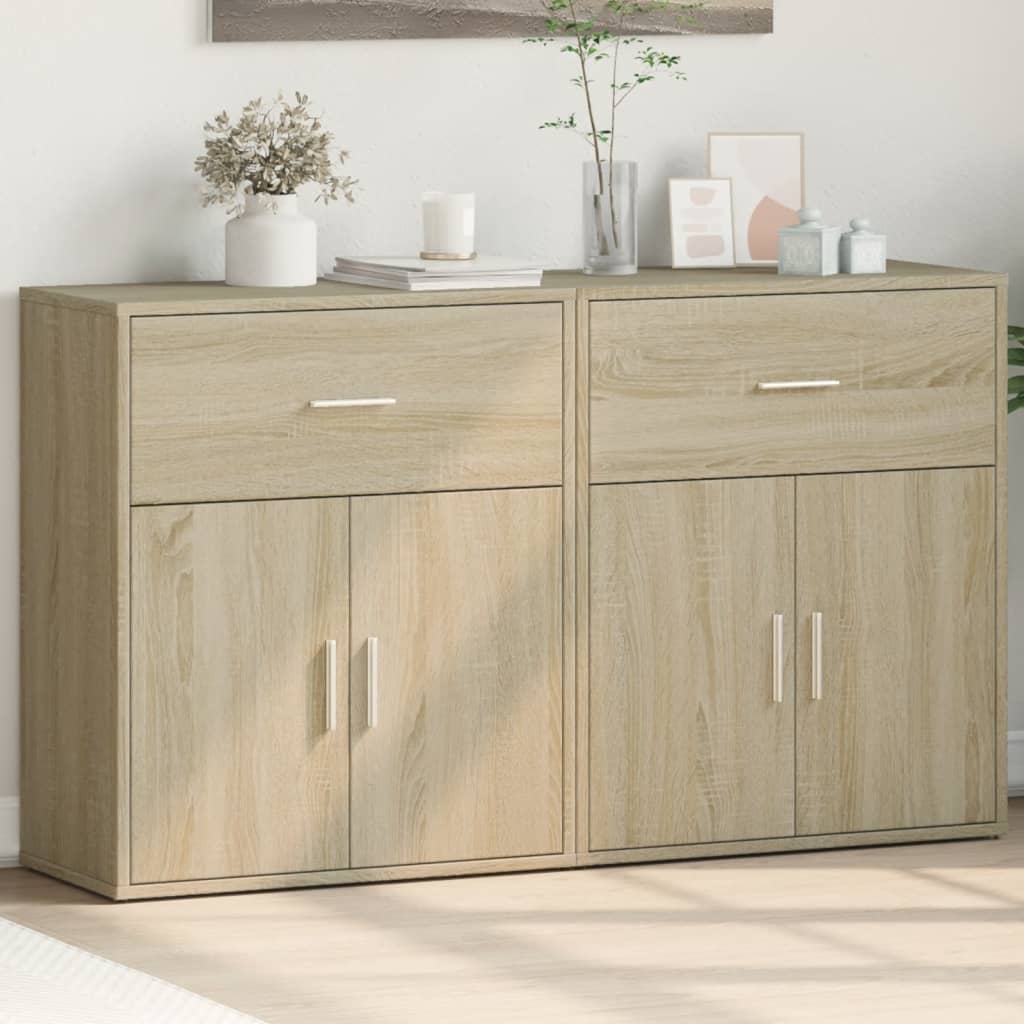 skænke 2 stk. 60x31x70 cm konstrueret træ sonoma-eg