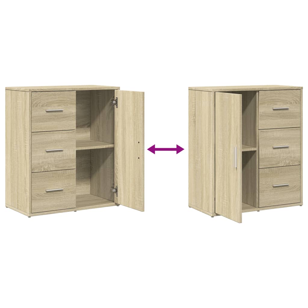 skænke 2 stk. 60x31x70 cm konstrueret træ sonoma-eg